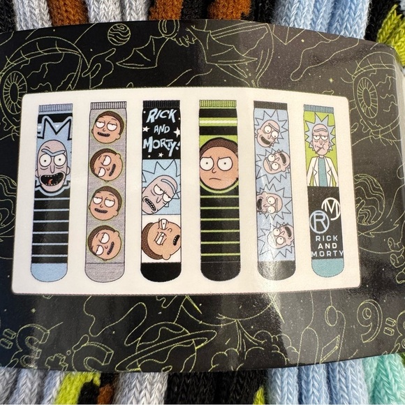 6-Pack Rick & Morty Crew Socks NWT - Picture 3 of 3